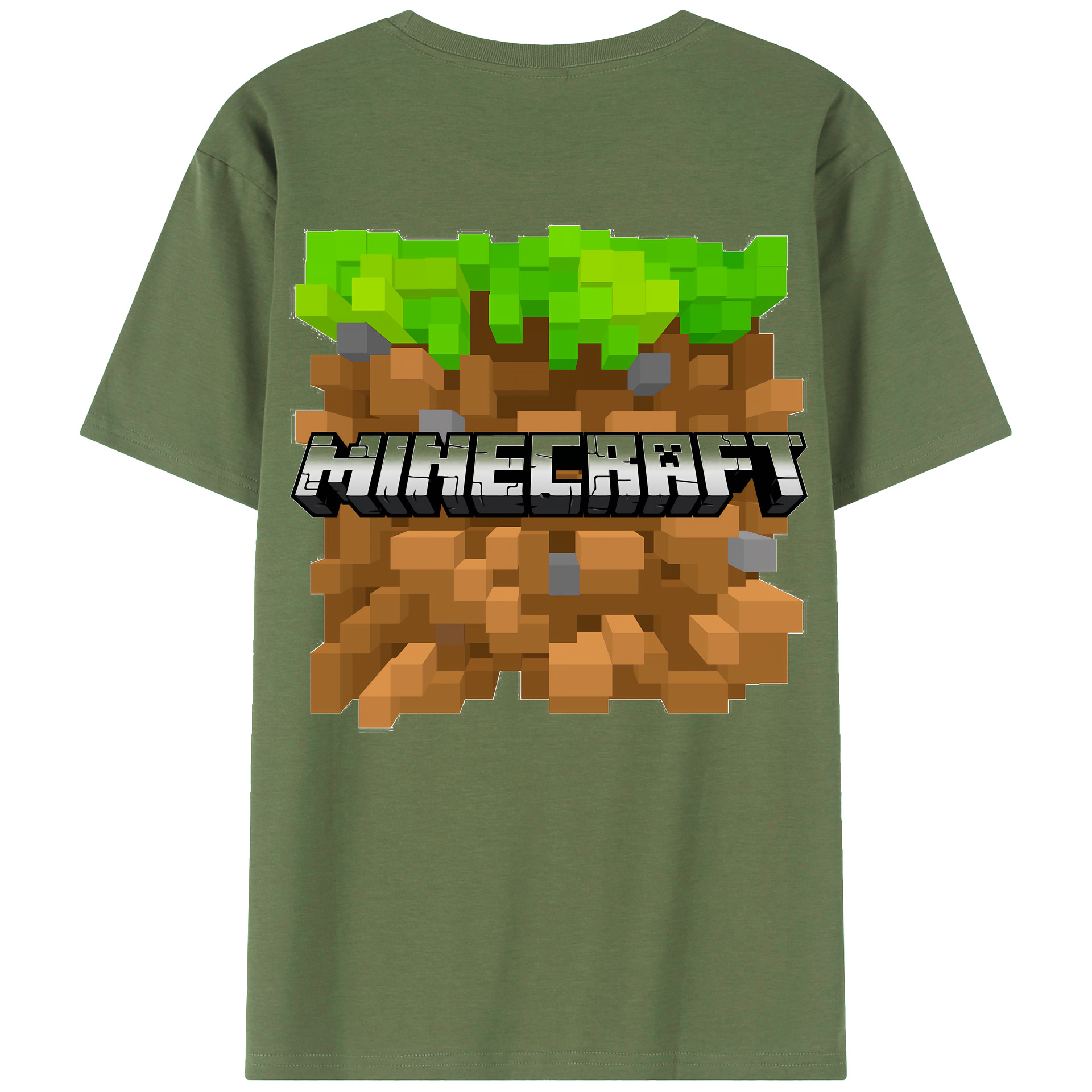 （画像用） マインクラフト ブロックの世界 Minecraft MC Block world 綿100％ メンズ半袖Tシャツ（バックプリント） 通気性